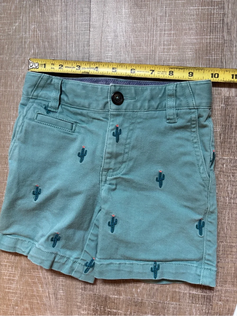 Mini Boden Boys Cactus Print Chino Shorts Teal Green Size 3T Preppy Summer 3 Yrs